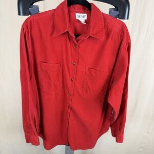 Skyr Vintage Red Cotton Fine Wale Corduroy Women's‎ Button Up Size L